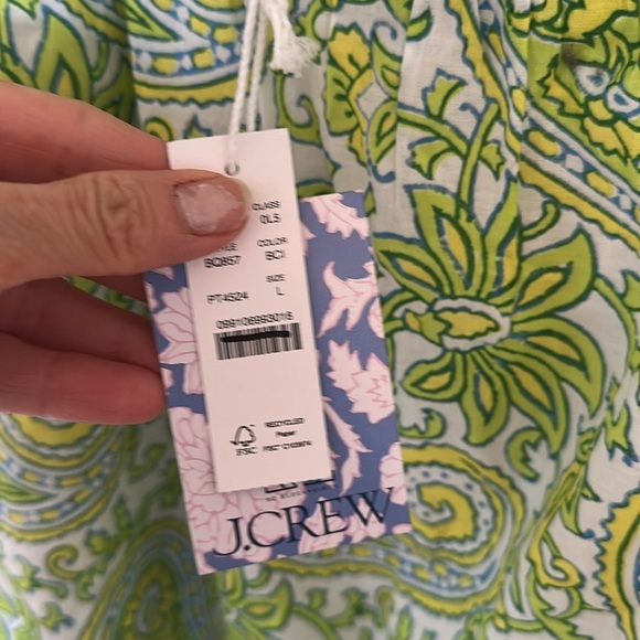 NWT SZ Blockprints x J.Crew Square-Neck Puff Sleeve Organic Cotton Mini Dress L - Picture 7 of 16